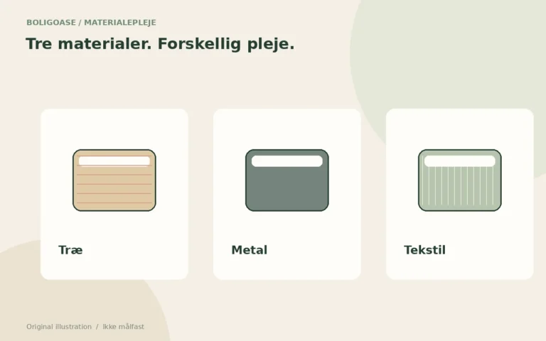 Original materialeguide til træ, metal og hynder i havemøbler.